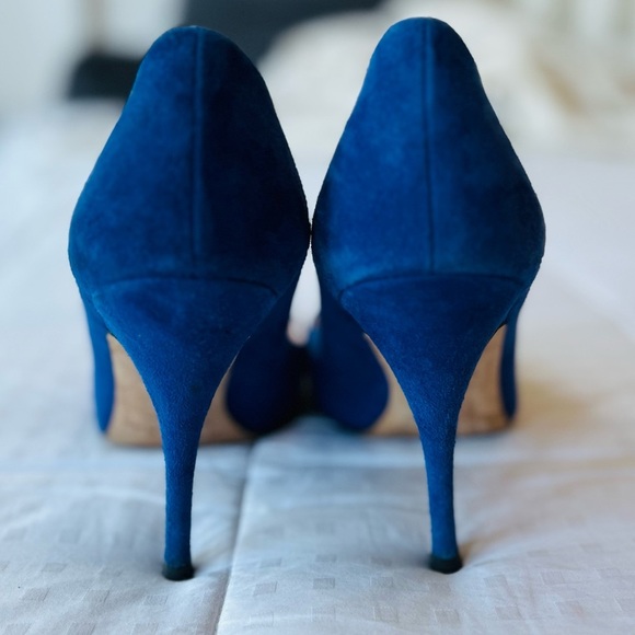 SOLD Kate SPADE Blue Suede Italian Leather Stiletto Point Toe Pump Heels 8.5M - Picture 6 of 14